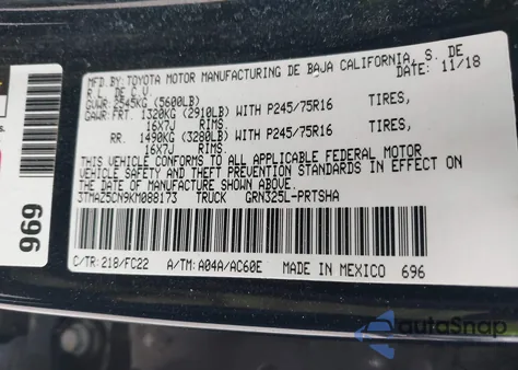 2019 Toyota Tacoma Sr5 V6 из США, поврежденный, VIN 3TMAZ5CN9KM088173